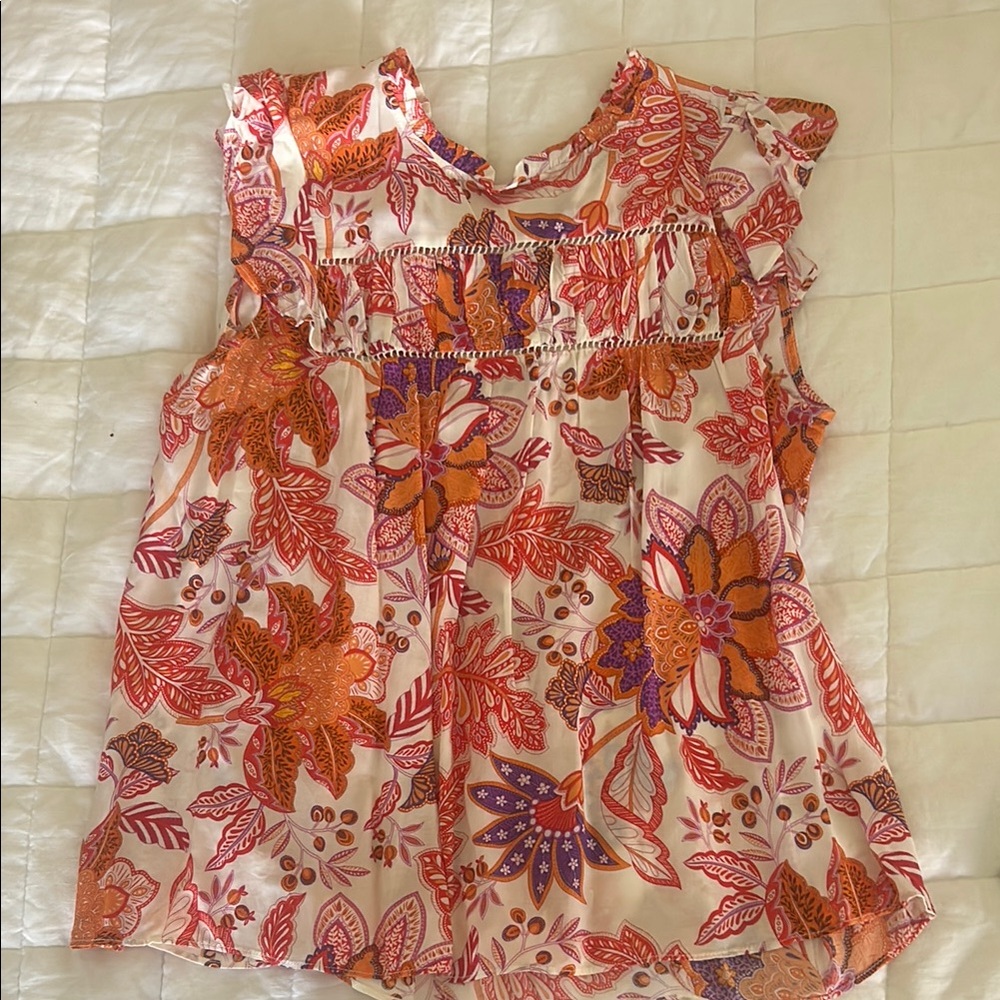 Rose & Olive Vibrant Orange and Pink Blouse
